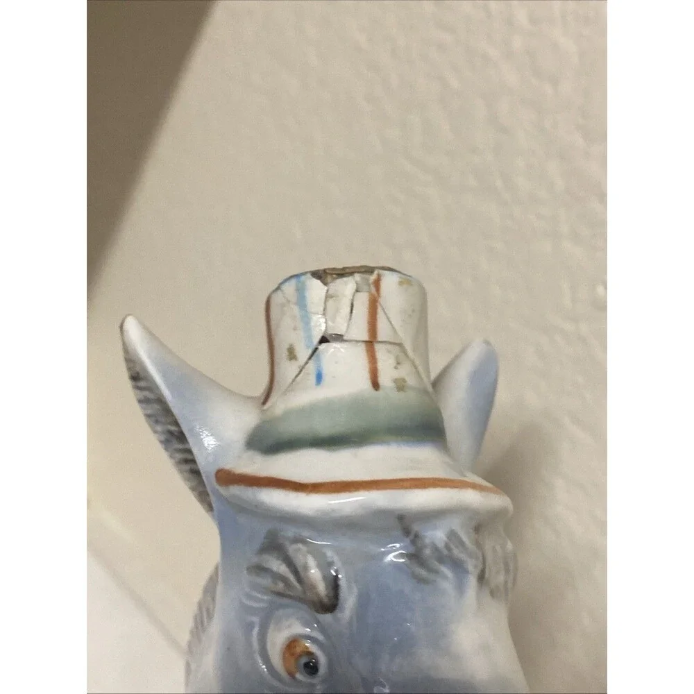 VINTAGE DONKEY WINE DECANTER HAND PAINTED ITALY